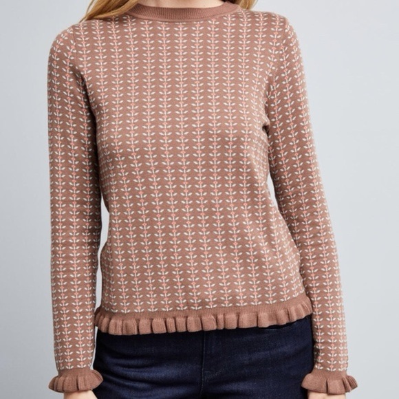 Modcloth Brown Patterned Sweater - Picture 2 of 8